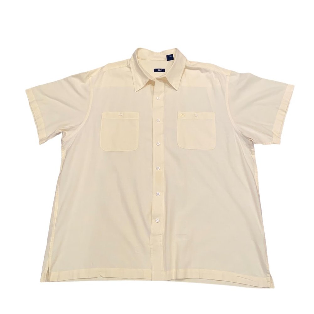 IZOD Yellow Short Sleeve Button Up, Men's Extra Large (XL)